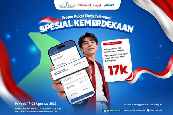 Bank Kalsel dan Telkomsel Tebar Promo Pulsa Rp17 Ribu Dambut Kemerdekaan RI