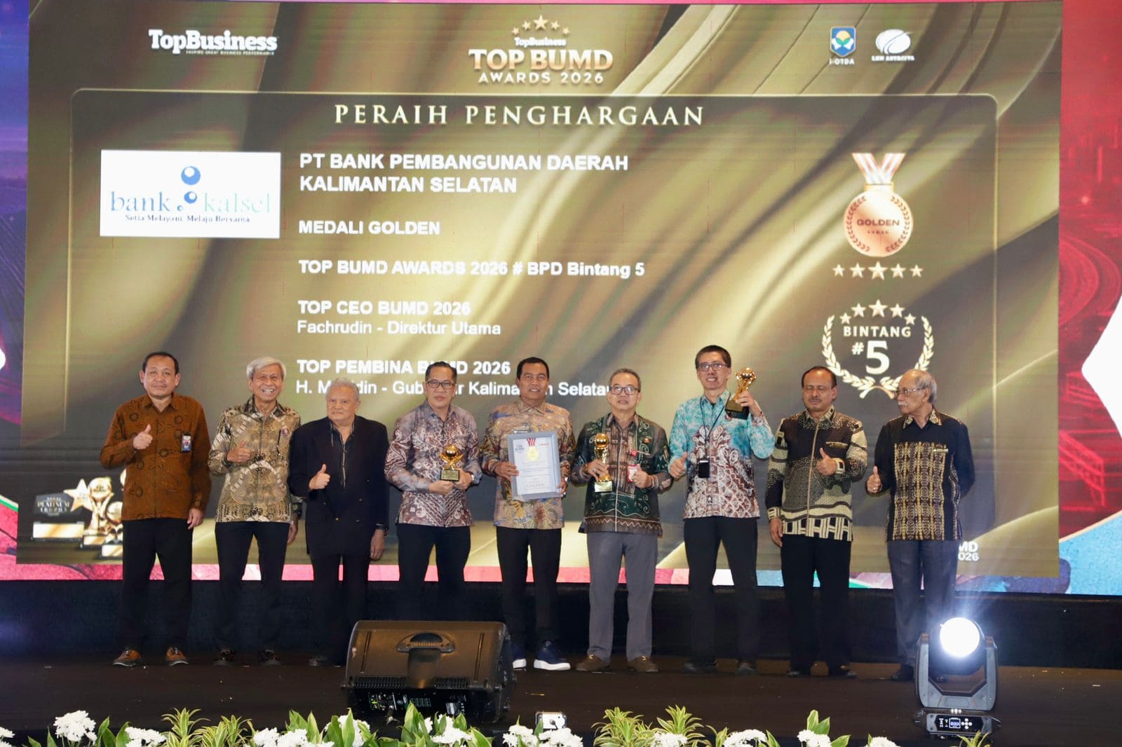 Bank Kalsel Empat Tahun Berturut-Turut Bintang 5 TOP BUMD Awards