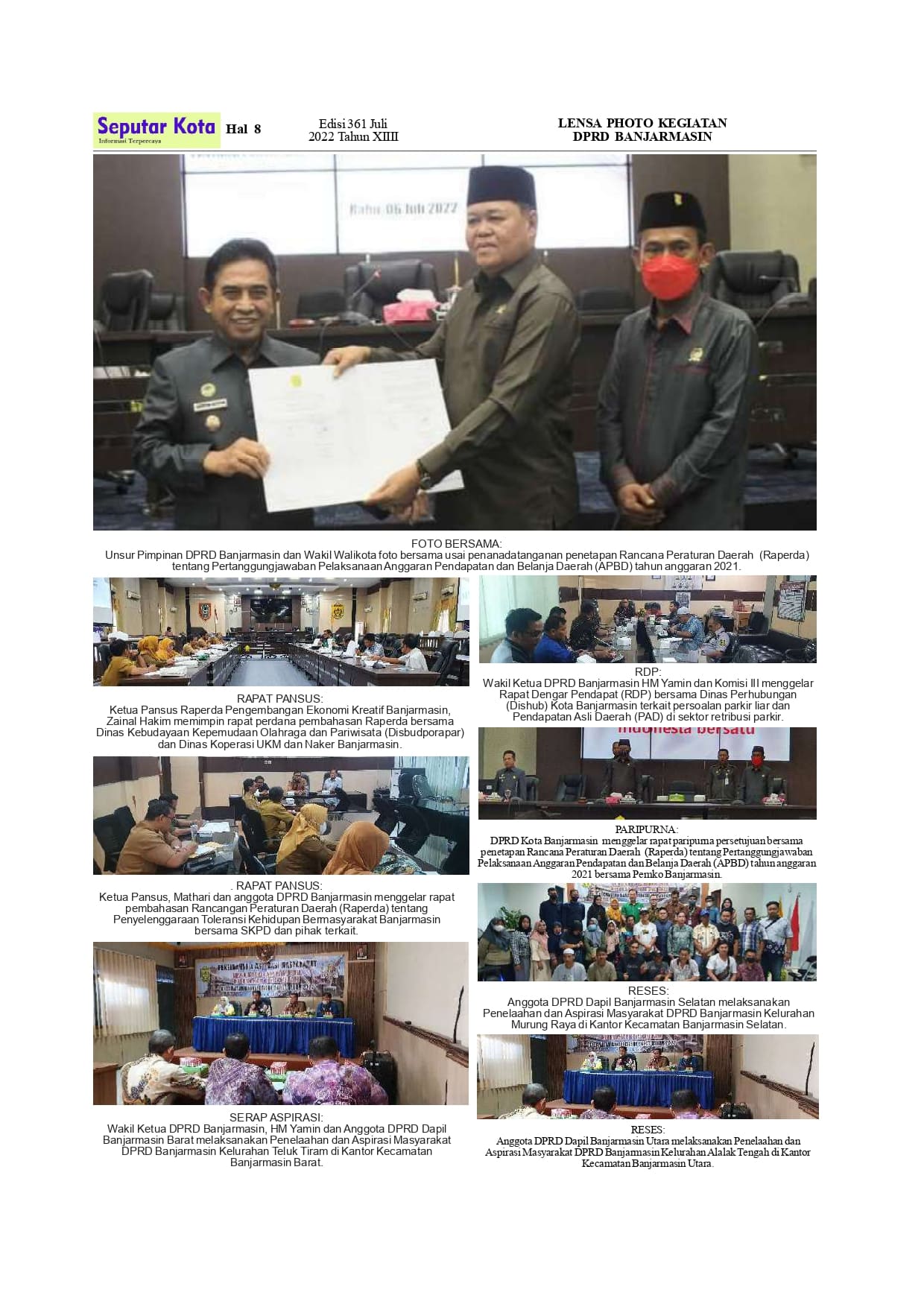 Seputar Kota  Hal8 Juli 2022 Bln ke  2