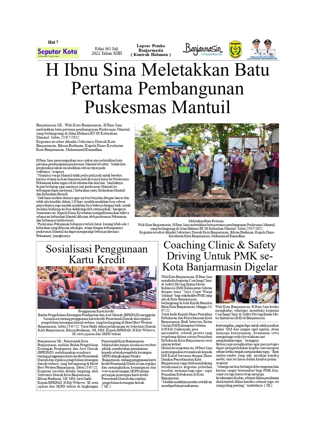 Seputar Kota  Hal7 Juli 2022 Bln  ke 2