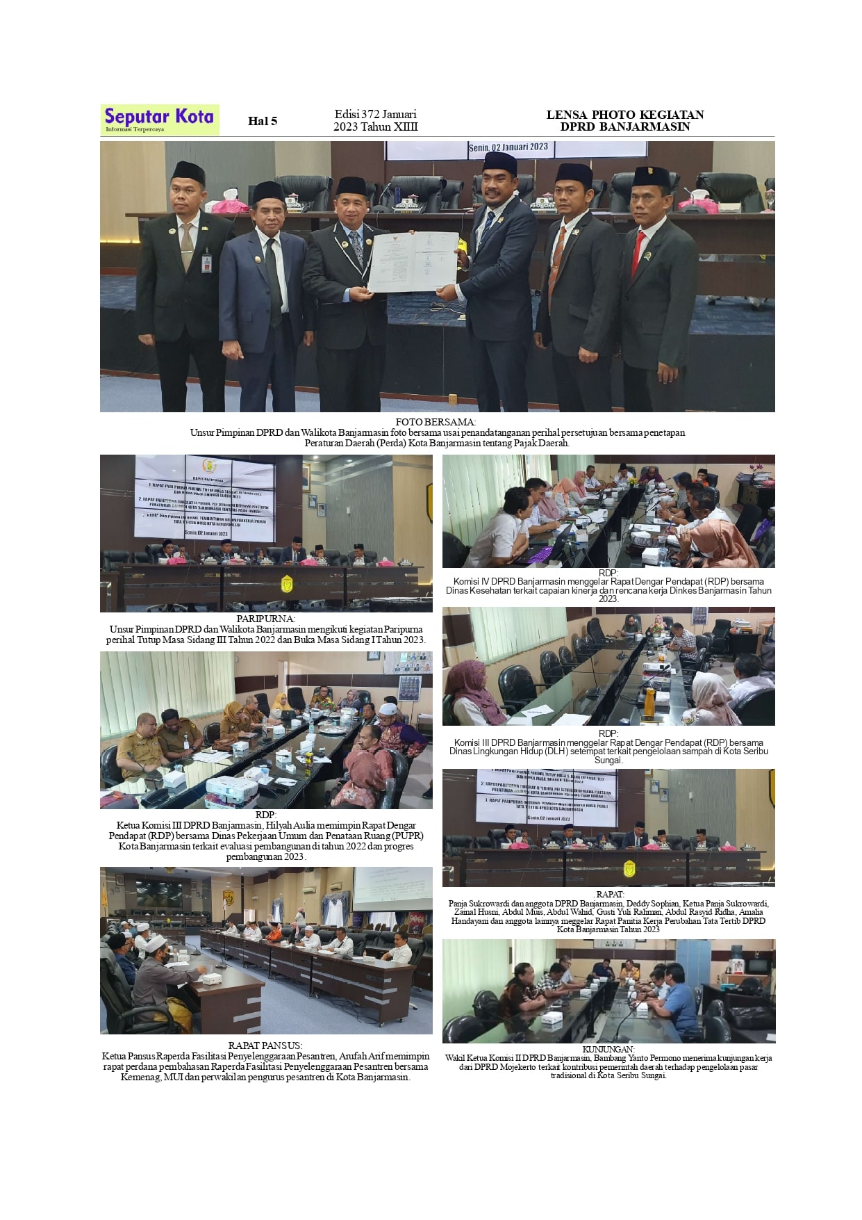 Lensa Poto Kegiatan DPRD Banjarmasin Bulan Januari 2023 di SKM.Seputar Kota