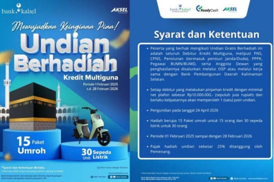 Bank Kalsel Siapkan Hadiah Umrah Undian Kredit Multiguna